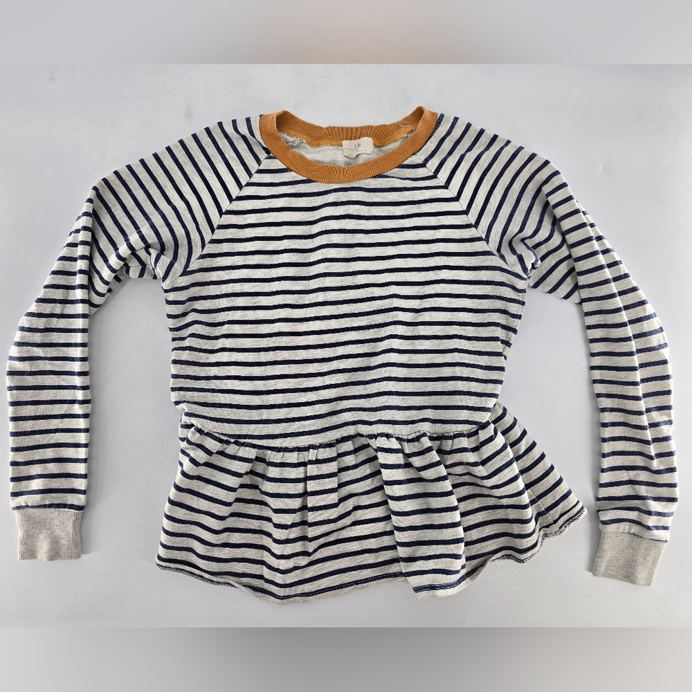 T.La Navy and White Striped Ruffle Top - Made in USA‎ Sz: XS
